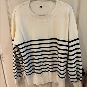 Striped Black and Cream Women's Sweater